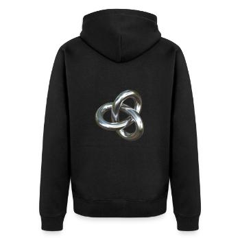 Torusknoten Silber 3D - Unisex Premium Bio Zip Hoodie - Schwarz - Hinten - Nico (187cm)
