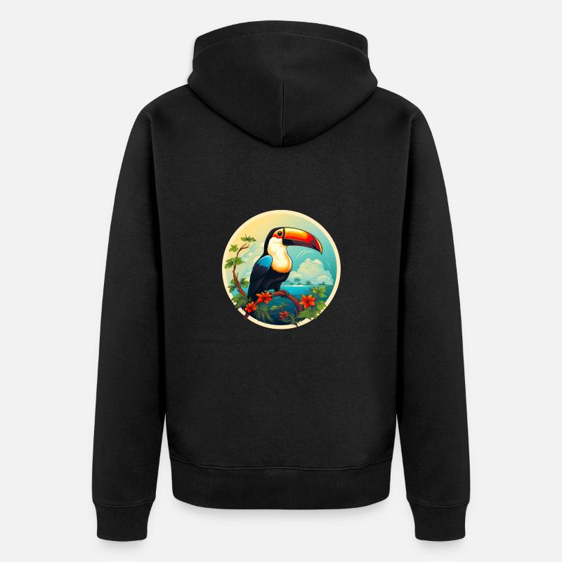 Toucan sur la plage - Veste à capuche bio Premium Unisexe - noir
