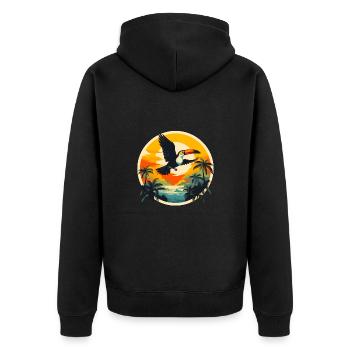 Toucan au coucher du soleil - Veste à capuche bio Premium Unisexe - noir - Dos - Nico (187cm)