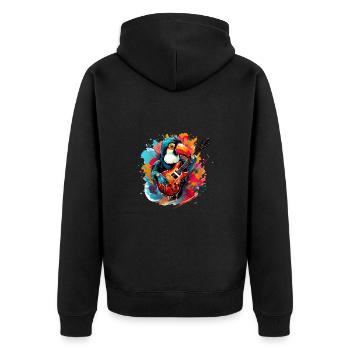 Toucan avec guitare - Veste à capuche bio Premium Unisexe - noir - Dos - Nico (187cm)