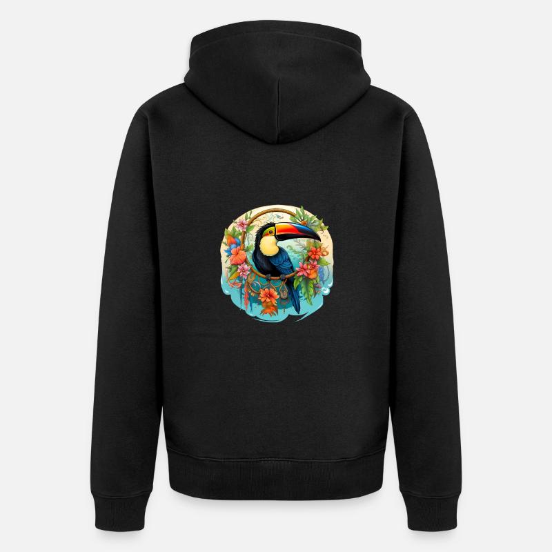 Tukan mit Traumfänger - Unisex Premium Bio Zip Hoodie - Schwarz