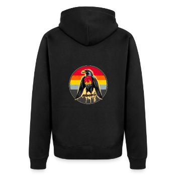 Adler mit deutschland Farben - Unisex Premium Bio Zip Hoodie - Schwarz - Hinten - Nico (187cm)