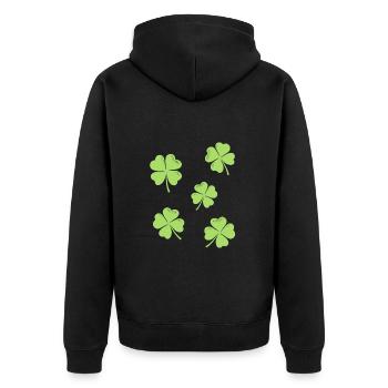 Trèfle à quatre feuilles St Patrick’s Day Luck - Veste à capuche bio Premium Unisexe - noir - Dos - Nico (187cm)