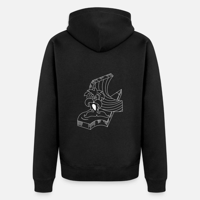 Pinguinmann auf Eisscholle - Unisex Premium Bio Zip Hoodie - Schwarz