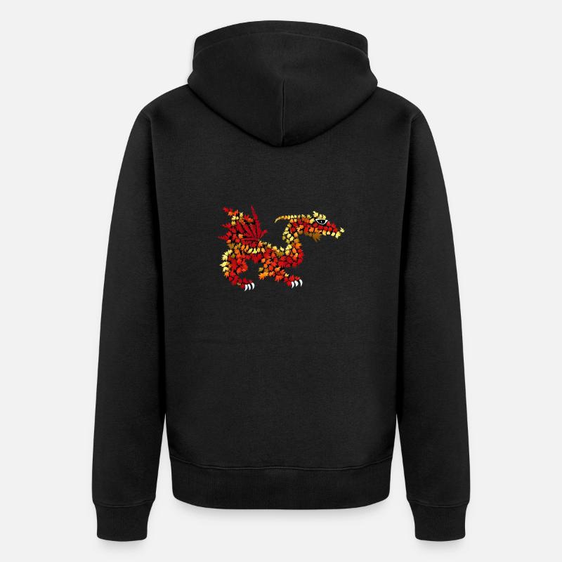 Dragon de feuilles d’automne - Veste à capuche bio Premium Unisexe - noir