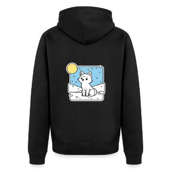 A cute little baby arctic fox in the snow - Unisex Premium Organic Zip Hoodie - black - Back - Nico (187cm)