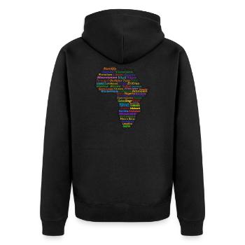 Afrika Länder Karte Umriss Ländernamen - Unisex Premium Bio Zip Hoodie - Schwarz - Hinten - Nico (187cm)