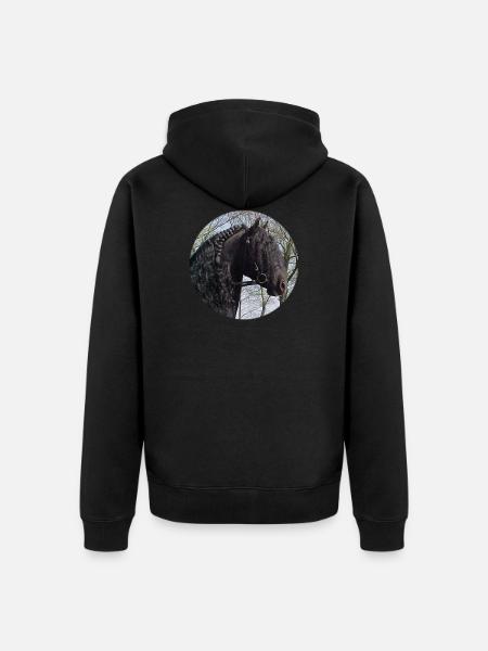 Kopf Friesenhengst - Unisex Premium Bio Zip Hoodie - Schwarz