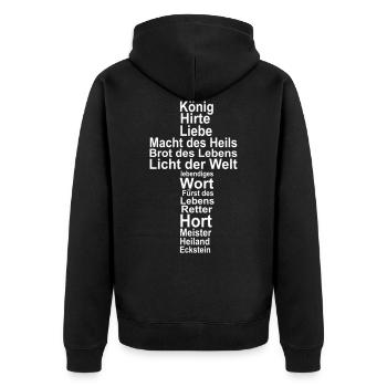 Jesus, the highest name - Unisex Premium Organic Zip Hoodie - black - Back - Nico (187cm)