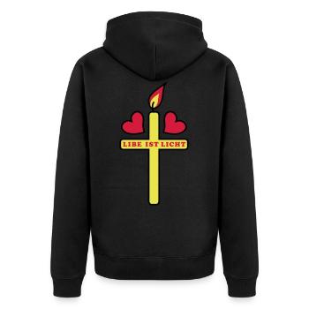 Coeur d'amour + croix 3c lumière - Veste à capuche bio Premium Unisexe - noir - Dos - Nico (187cm)