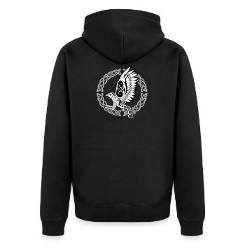 Celtic Harpy / Celtic Harpy Bird (White / Circle) - Unisex Premium Organic Zip Hoodie - black - Back - Nico (187cm)