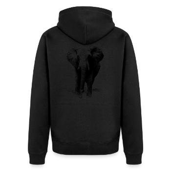 Afrikanischer Elefant - Unisex Premium Bio Zip Hoodie - Schwarz - Hinten - Nico (187cm)