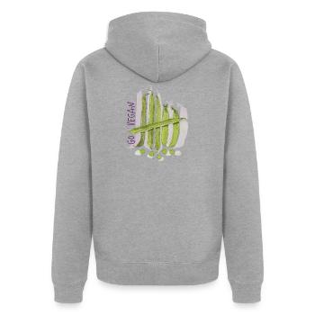 GoVegan Erbsen - Unisex Premium Bio Zip Hoodie - Grau meliert - Hinten - Nico (187cm)