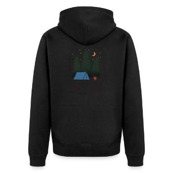 Camping mit Lagerfeuer und Sternenhimmel - Unisex Premium Bio Zip Hoodie - Schwarz - Hinten - Nico (187cm)