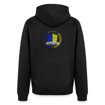 Gütesiegel Oberlausitzer Original - Unisex Premium Bio Zip Hoodie - Schwarz - Hinten - Nico (187cm)