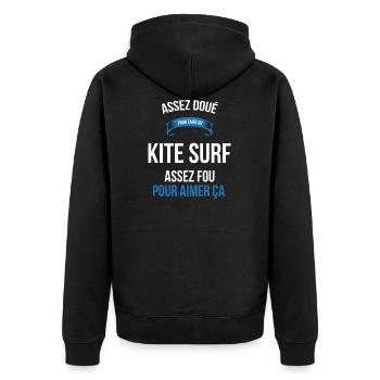 Kite surf assez doué fou homme - Veste à capuche bio Premium Unisexe - noir - Dos - Nico (187cm)