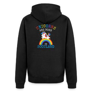 Les licornes sont nées en Écosse.Scottish Unicorn Kid - Veste à capuche bio Premium Unisexe - noir - Dos - Nico (187cm)