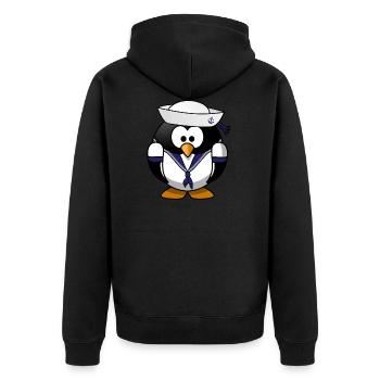 Matrosen Pinguin Geschenkidee Sonderangebot - Unisex Premium Bio Zip Hoodie - Schwarz - Hinten - Nico (187cm)