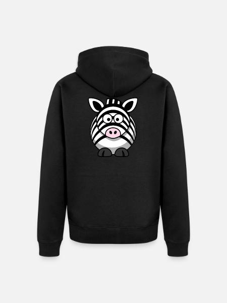 Zebra Cartoon - Unisex Premium Bio Zip Hoodie - Schwarz