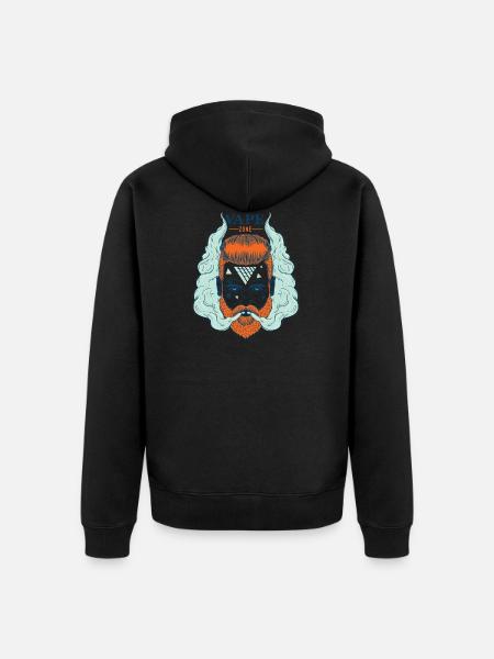Vaper smoking bearded hipster - Unisex Premium Organic Zip Hoodie - black