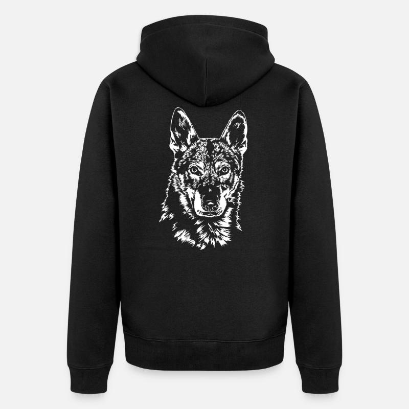 Portrait Wolfdog Tchécoslovaque - Veste à capuche bio Premium Unisexe - noir