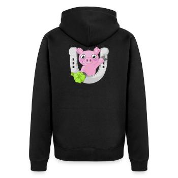cochon comique du bonheur - Veste à capuche bio Premium Unisexe - noir - Dos - Nico (187cm)