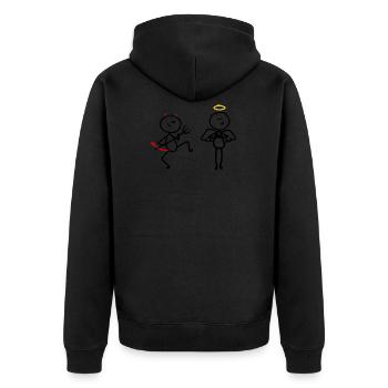 Angel devil god bible funny comic stick man - Unisex Premium Organic Zip Hoodie - black - Back - Nico (187cm)