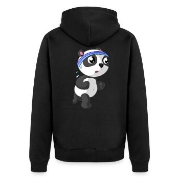 Fitness Panda - Unisex Premium Bio Zip Hoodie - Schwarz - Hinten - Nico (187cm)