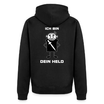 Ritter mit Schwert - ich Bin Dein Held - Unisex Premium Bio Zip Hoodie - Schwarz - Hinten - Nico (187cm)