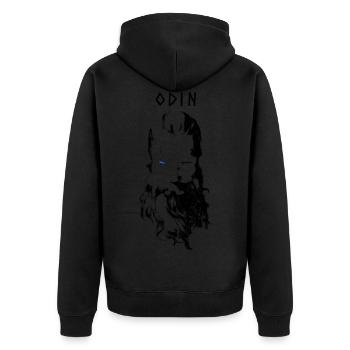 Odin - Unisex Premium Organic Zip Hoodie - black - Back - Nico (187cm)