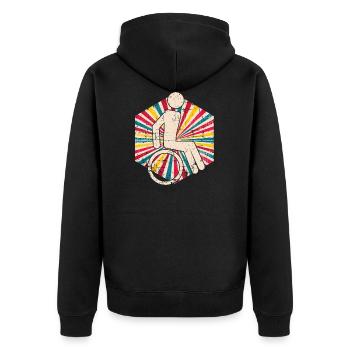 Vintage Wheelchair - Unisex Premium Organic Zip Hoodie - black - Back - Nico (187cm)