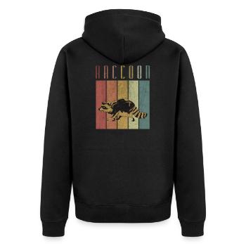 racoon - Unisex Premium Organic Zip Hoodie - black - Back - Nico (187cm)