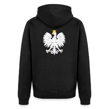 Polska Adler - Unisex Premium Bio Zip Hoodie - Schwarz - Hinten - Nico (187cm)