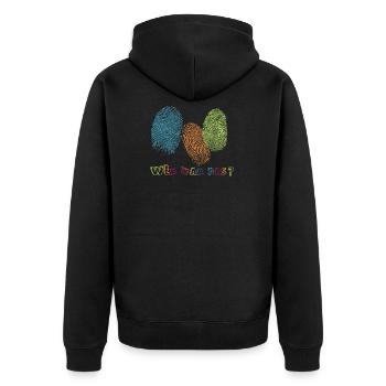 Fingerabdrücke - Wer war das? - Unisex Premium Bio Zip Hoodie - Schwarz - Hinten - Nico (187cm)