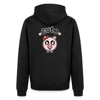 Süßes Schwein Schweinchen Bauer - Unisex Premium Bio Zip Hoodie - Schwarz - Hinten - Nico (187cm)