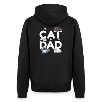 Cat Dad - Katze Katzenmann Papa Miezekatze Miau - Unisex Premium Bio Zip Hoodie - Schwarz - Hinten - Nico (187cm)