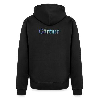 Gärtner - Unisex Premium Bio Zip Hoodie - Schwarz - Hinten - Nico (187cm)