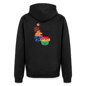 Halloween Cupcake Muffin Kuchen Backen Süßigkeiten - Unisex Premium Bio Zip Hoodie - Schwarz - Hinten - Nico (187cm)