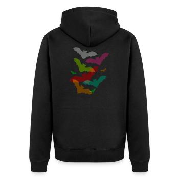 chauves-souris colorées pour Halloween - Veste à capuche bio Premium Unisexe - noir - Dos - Nico (187cm)