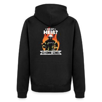 Dir Heiß Feuerwehr Männer Frauen Geschenk Schlauch - Unisex Premium Bio Zip Hoodie - Schwarz - Hinten - Nico (187cm)