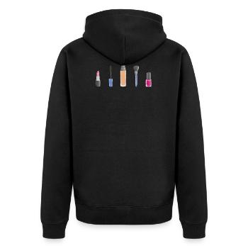 Beauty Make-Up - Unisex Premium Bio Zip Hoodie - Schwarz - Hinten - Nico (187cm)