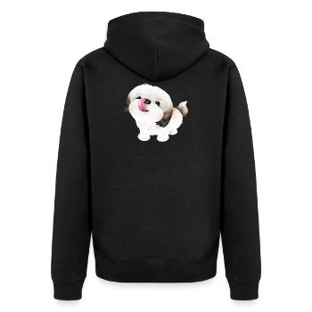 Shih Tzu Hund - Unisex Premium Bio Zip Hoodie - Schwarz - Hinten - Nico (187cm)