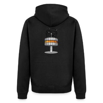 Weltzeituhr BERLIN c - Unisex Premium Bio Zip Hoodie - Schwarz - Hinten - Nico (187cm)