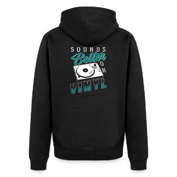 Platte Musik Old School Vinyl Geschenk - Unisex Premium Bio Zip Hoodie - Schwarz - Hinten - Nico (187cm)