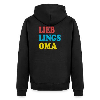Lieblings Oma Geschenk Lustiger Spruch - Unisex Premium Bio Zip Hoodie - Schwarz - Hinten - Nico (187cm)