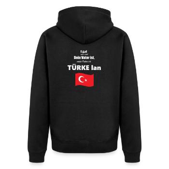 turkey saying - Unisex Premium Organic Zip Hoodie - black - Back - Nico (187cm)