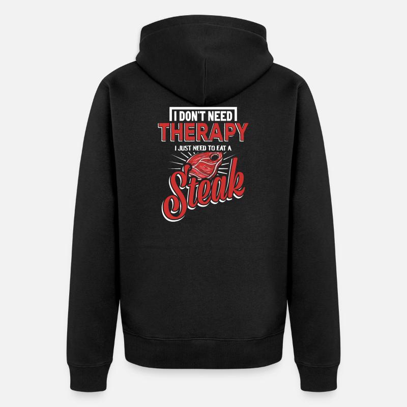 Steak Fleisch - Unisex Premium Bio Zip Hoodie - Schwarz
