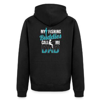Fischen Freunde Vater Lustig Geschenk Witz Kinder - Unisex Premium Bio Zip Hoodie - Schwarz - Hinten - Nico (187cm)