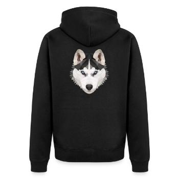 Husky Polygon Hund Eis Schnee Tierliebe Geschenk - Unisex Premium Bio Zip Hoodie - Schwarz - Hinten - Nico (187cm)