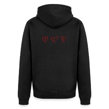 Idée cadeau coeur rouge - Veste à capuche bio Premium Unisexe - noir - Dos - Nico (187cm)